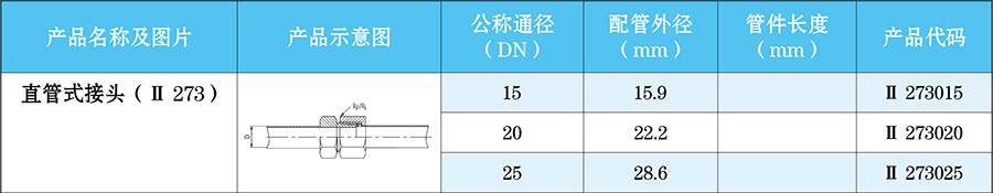 直管式接头-不锈钢只管接头