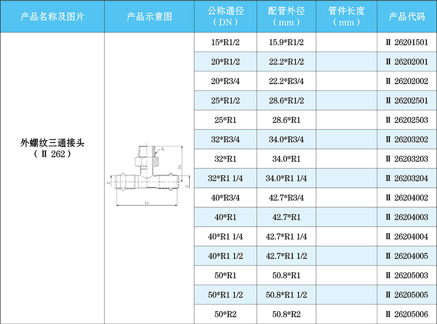 外螺纹三通接头-不锈钢螺纹管件